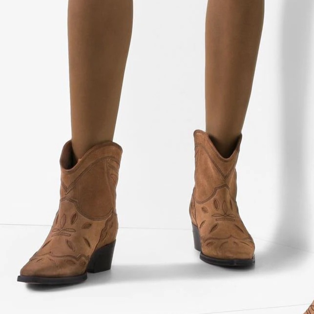 GANNI Brown Texas Low 40 Cowboy Boots